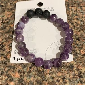 Amethyst/black lava bracelet